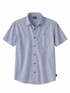 Patagonia Slub Poplin Shirt Mens L Blue Organic Cotton Button Up Pocket